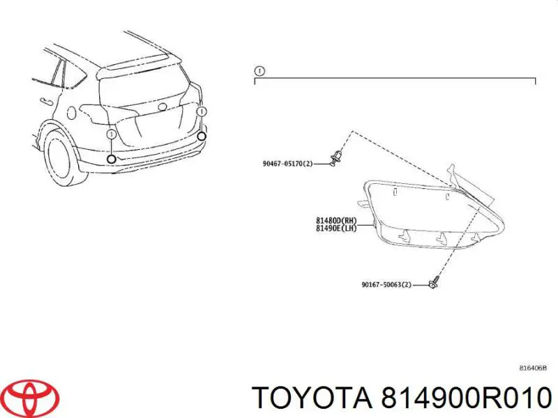 814900R010 Toyota lanterna de nevoeiro traseira esquerda