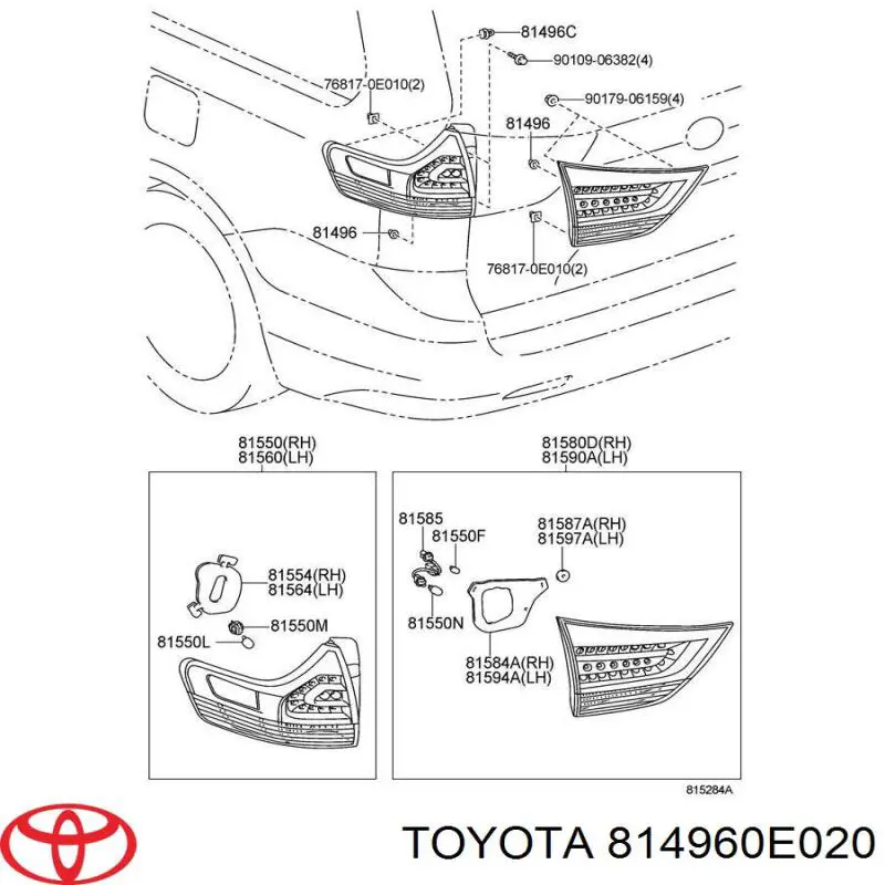 Клипса крепления заднего фонаря Subaru 8149652020
