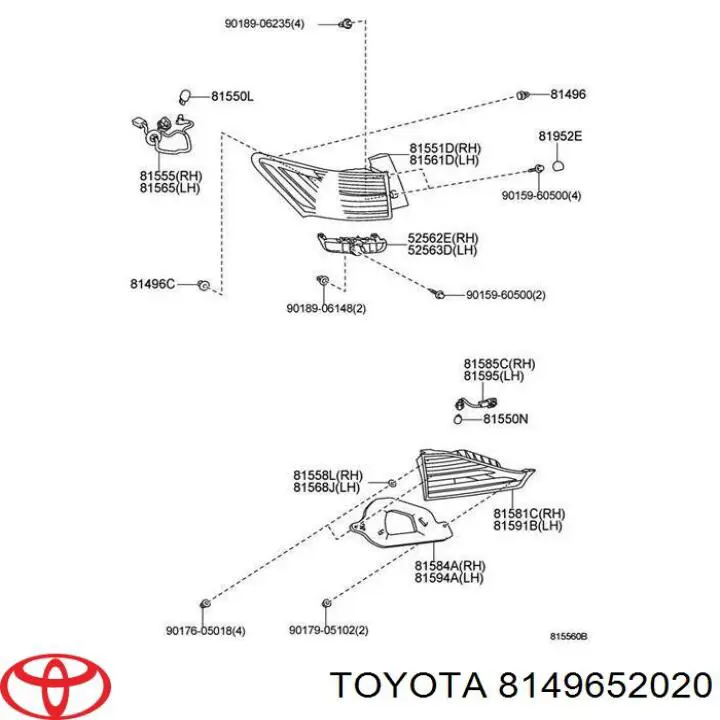 Купить 8149652020 Toyota Клипса крепления заднего фонаря