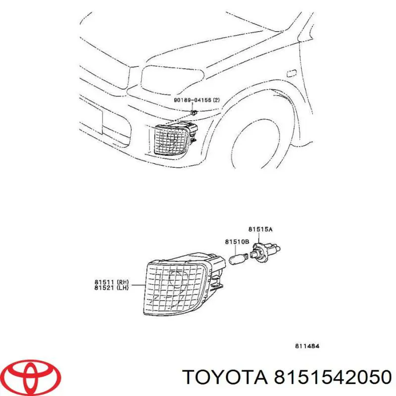 8151542050 Toyota цоколь (патрон лампочки указателя поворотов)