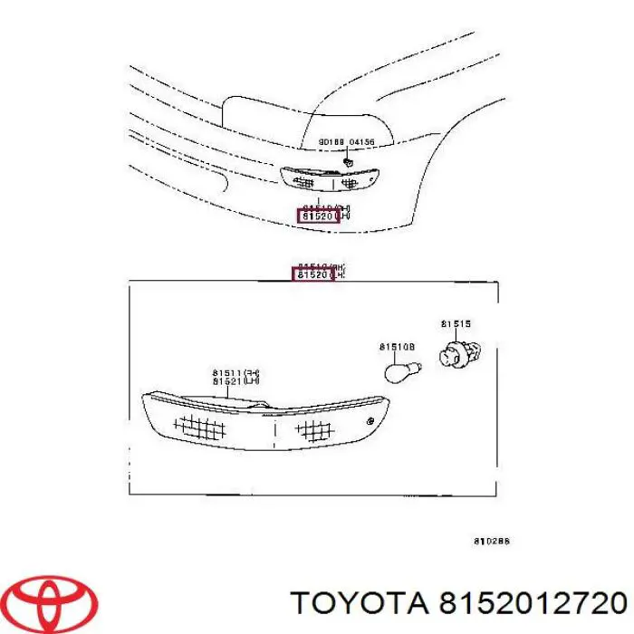 Купить 8152012720 Toyota Поворотник левый