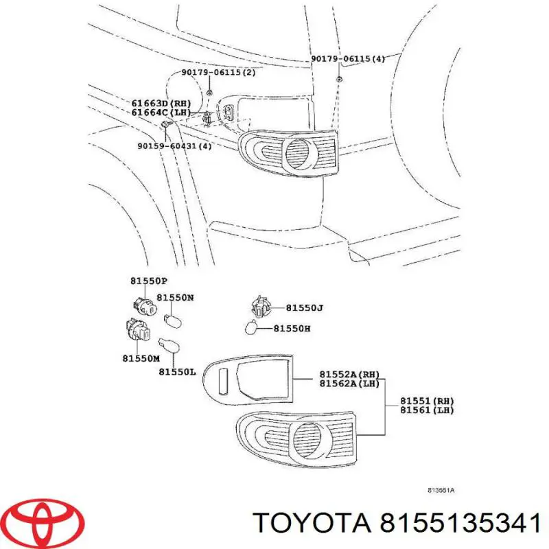Lanterna traseira direita para Toyota Fj Cruiser 