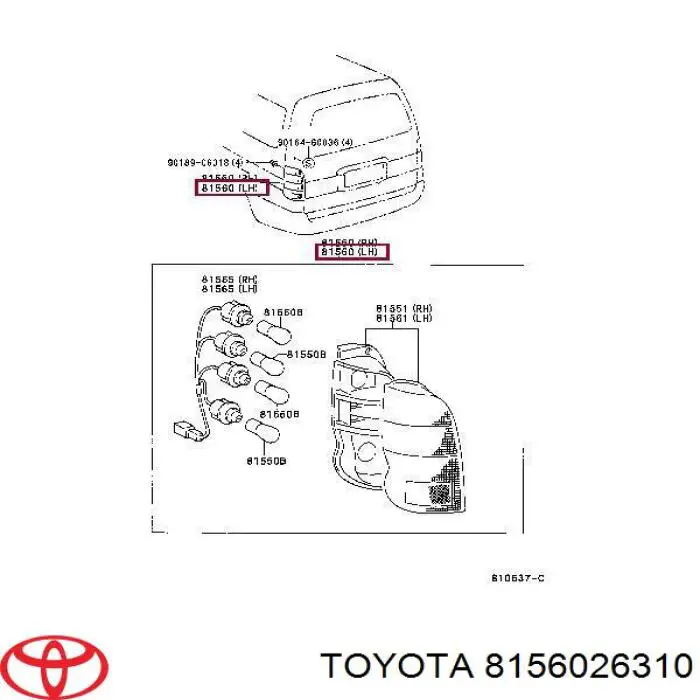 Фонарь задний левый 8156026310 Toyota