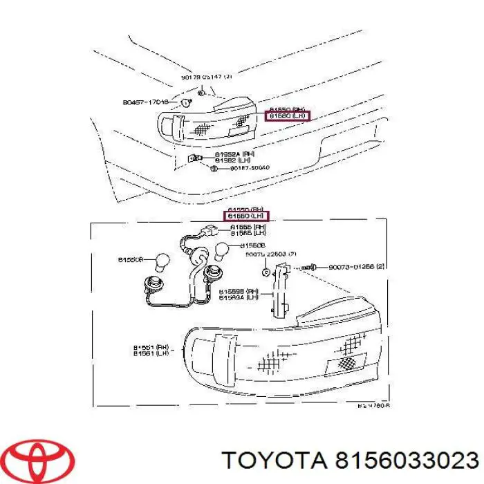 Фонарь задний левый 8156033023 Toyota