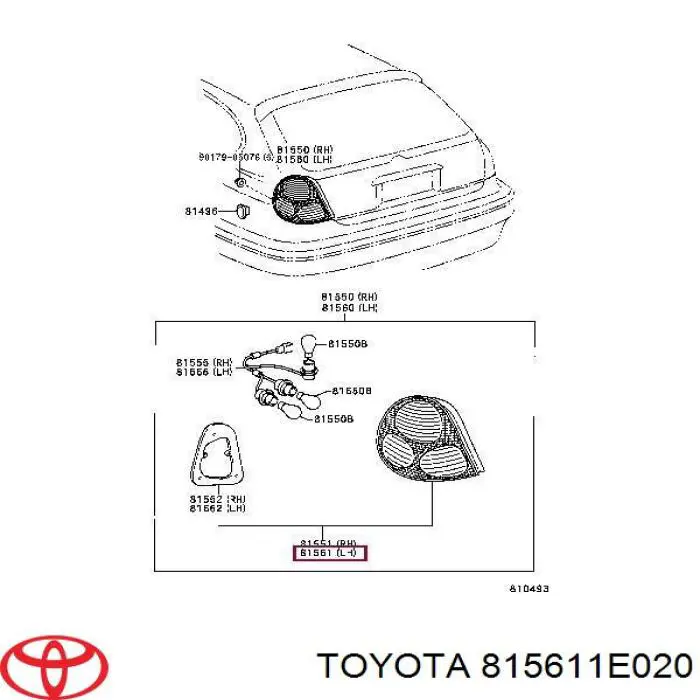 815601E020 Toyota фонарь задний левый