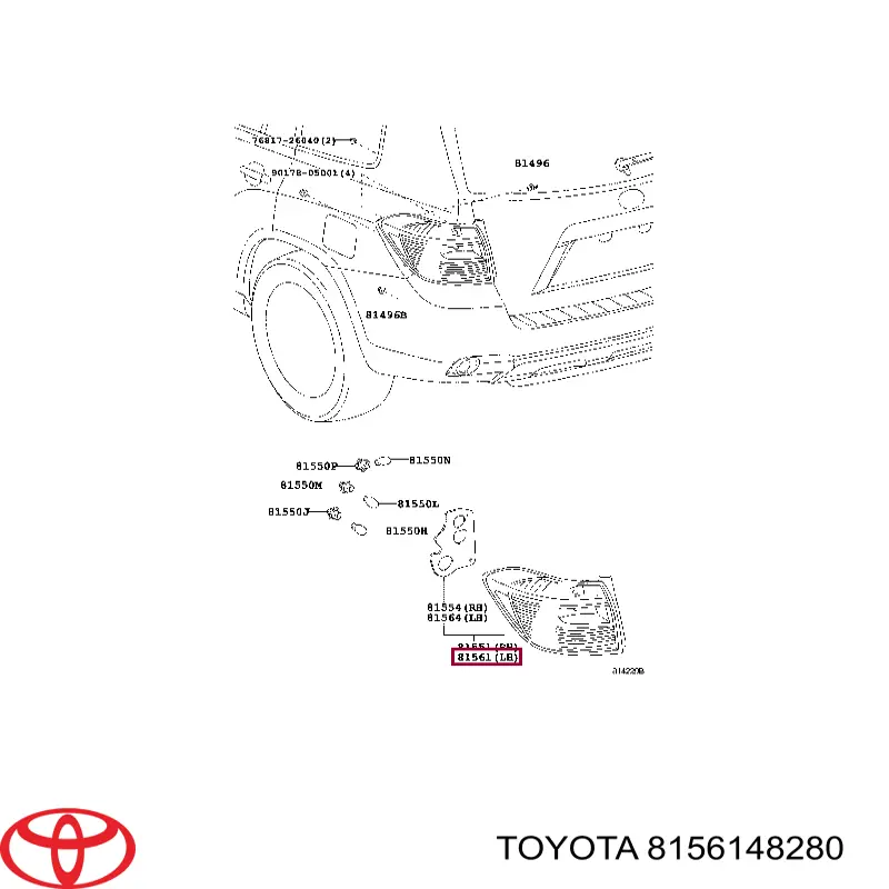 Ліхтар задній лівий 8156148280 Toyota