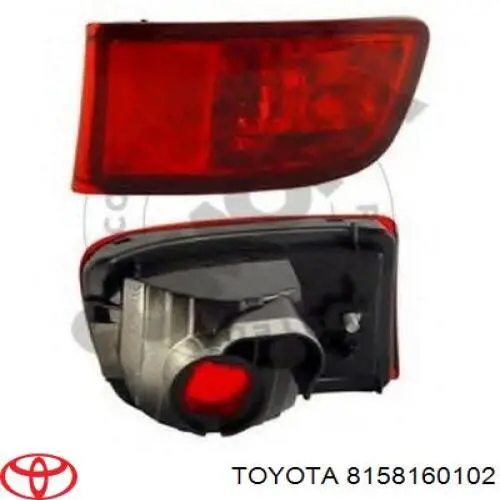 8158160102 Toyota lanterna de nevoeiro traseira direita