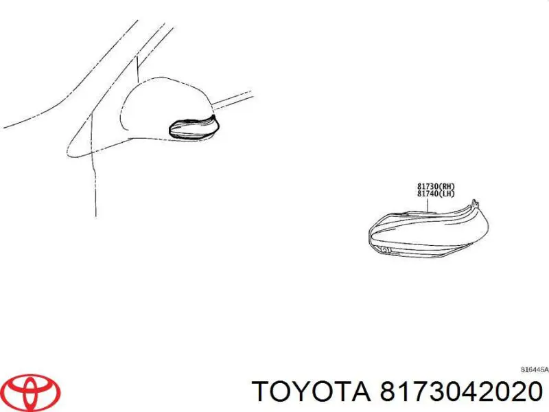 Pisca-pisca de espelho direito para Toyota RAV4 (A4)