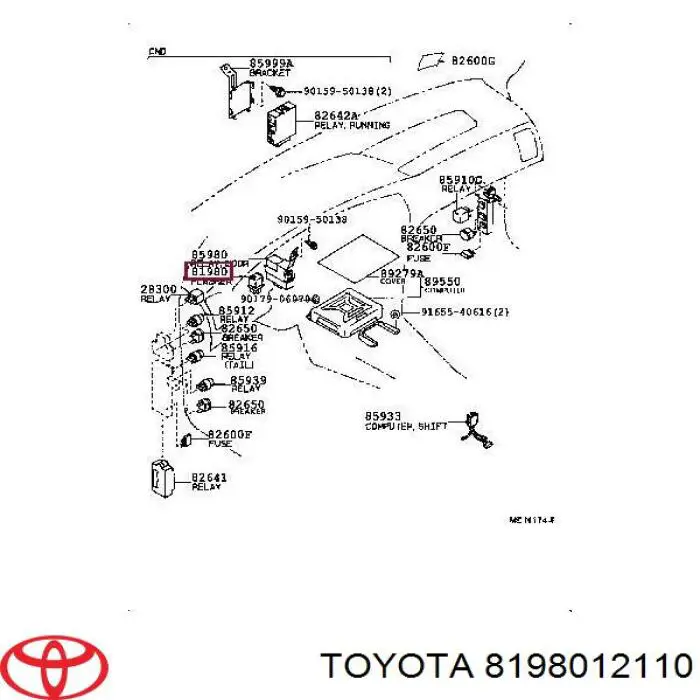 Relé, piloto intermitente 8198012110 Toyota