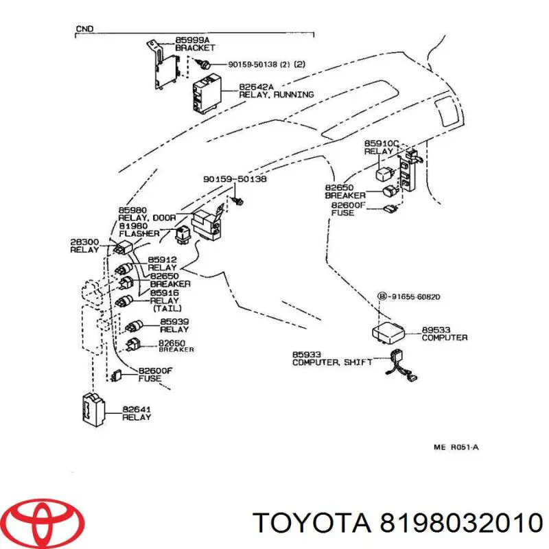 Relê de pisca-pisca Toyota 8198032010