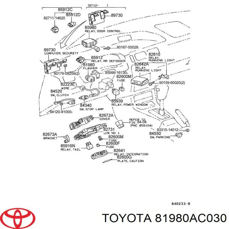 81980AC030 Toyota relê de pisca-pisca