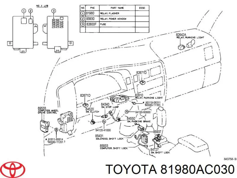 Relé, piloto intermitente 81980AC030 Toyota