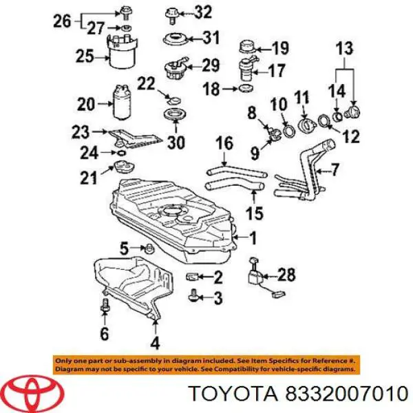 Датчик уровня топлива в бензобаке Toyota 8332007010 цена, от 25.40 USD