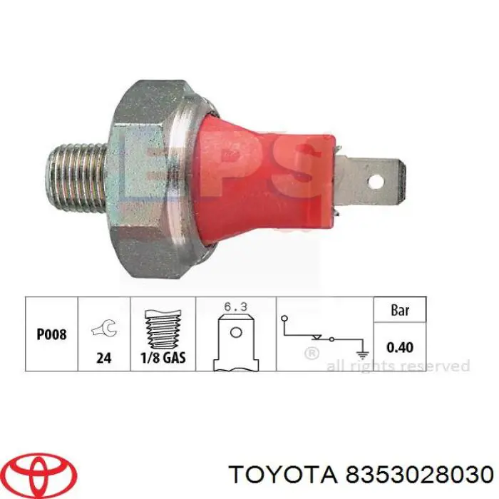 Indicador, presión del aceite 8353028030 Toyota