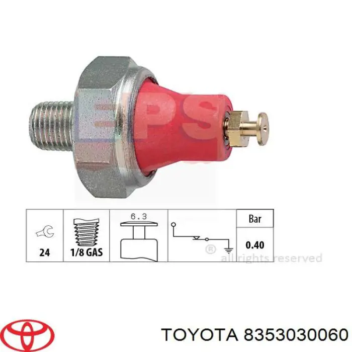 Indicador, presión del aceite 8353030060 Toyota