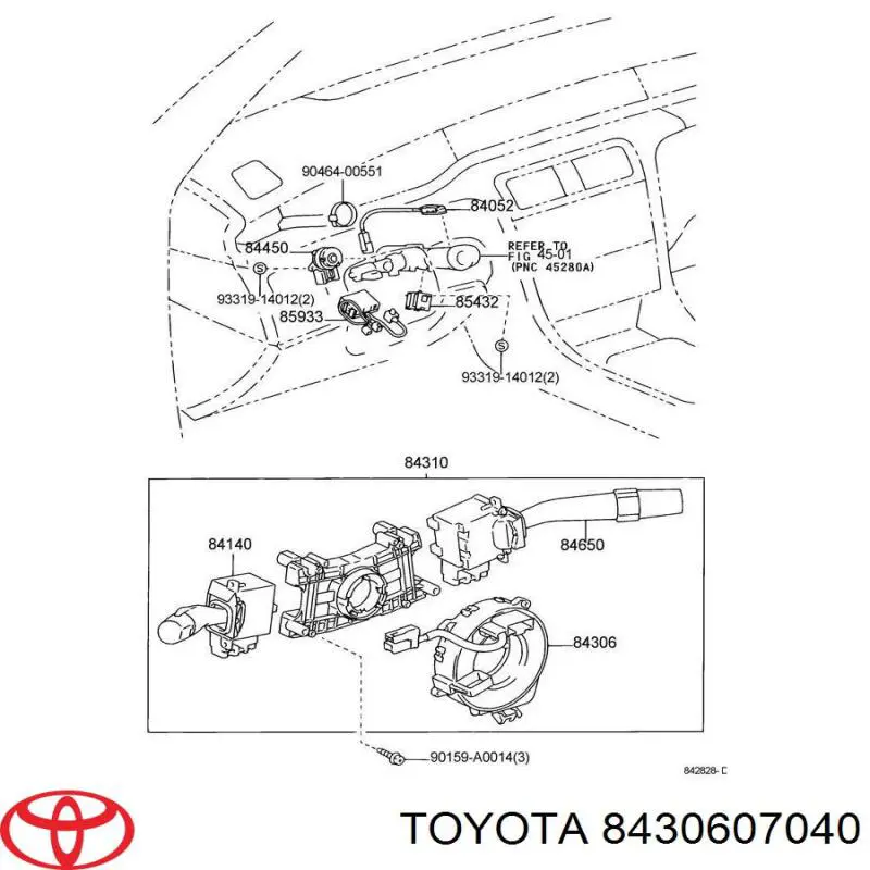Кольцо AIRBAG контактное, шлейф руля на Toyota Solara V3