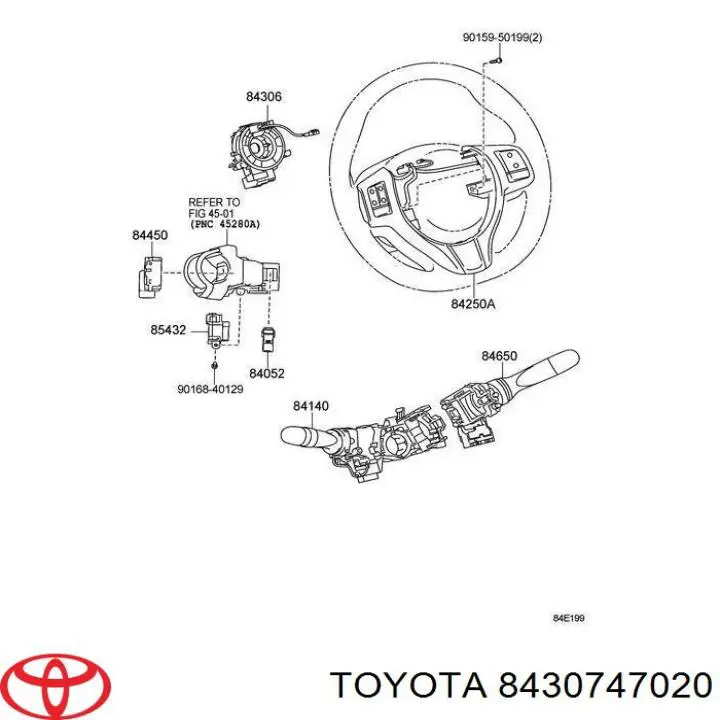 Кільце контактне, шлейф руля 8430747020 Toyota