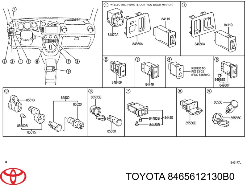  Toyota 8465612130B0 цена, от  USD