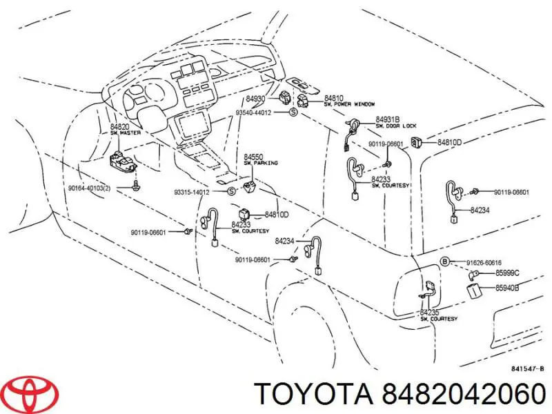 8482042060 Toyota Кнопочный блок управления стеклоподъемником центральной консоли