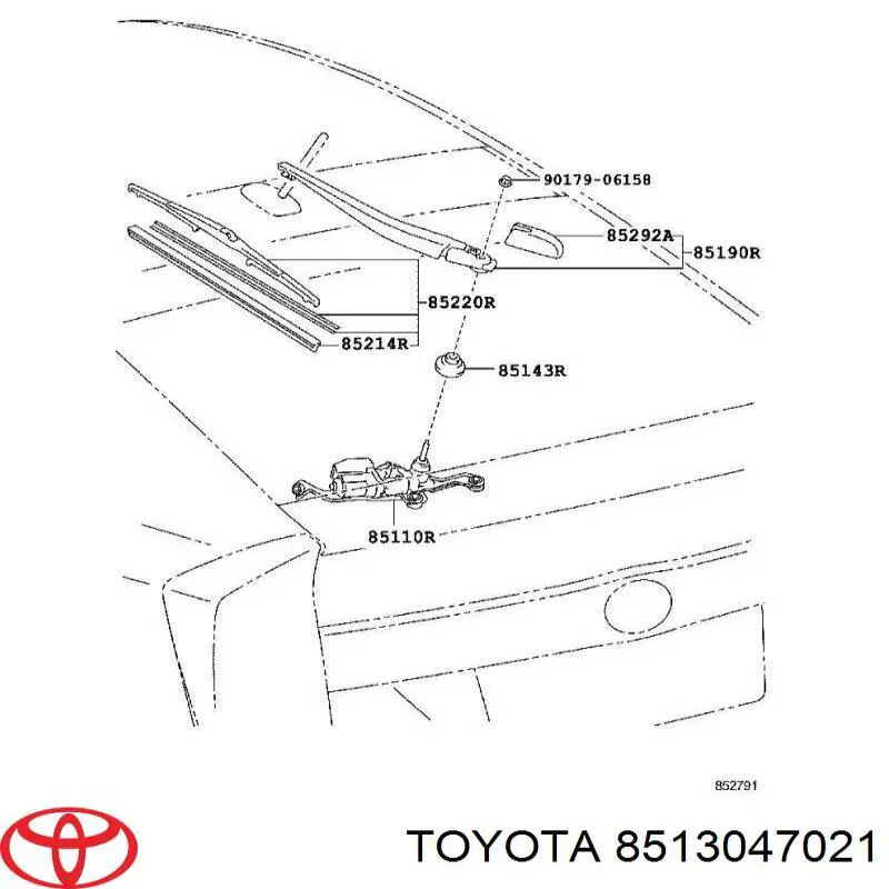 8513047021 Toyota Механизм стеклоочистителя стекла заднего