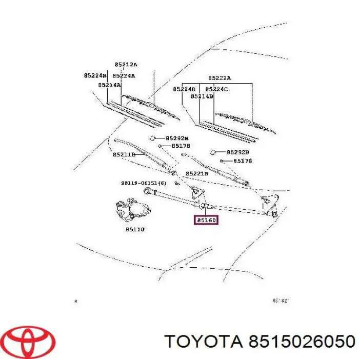 Trapézio de limpador pára-brisas para Toyota Hiace (H1, H2)