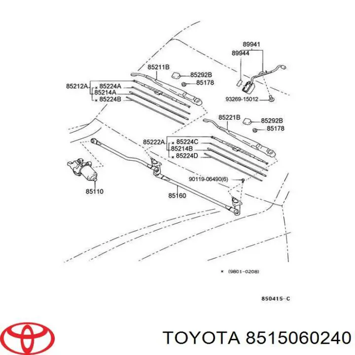 Трапеция дворников 8515060240 Toyota