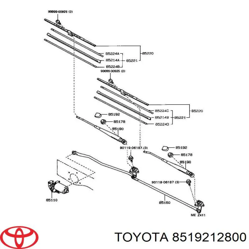 Купить 8519212800 Toyota Заглушка гайки крепления поводка переднего дворника