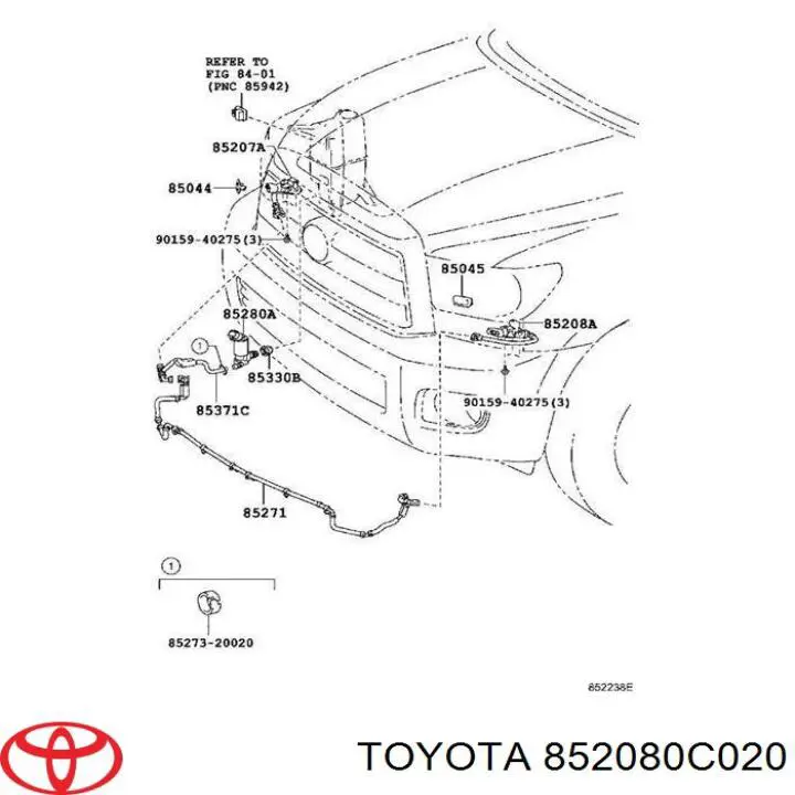  Форсунка омывателя фары передней левой Toyota Sequoia 