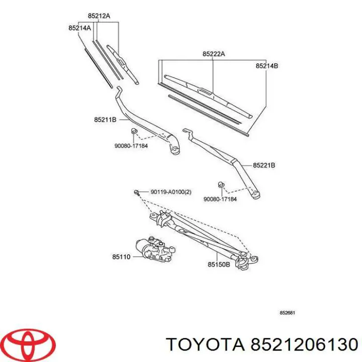 Купить 8521206130 Toyota Щетка-дворник лобового стекла пассажирская