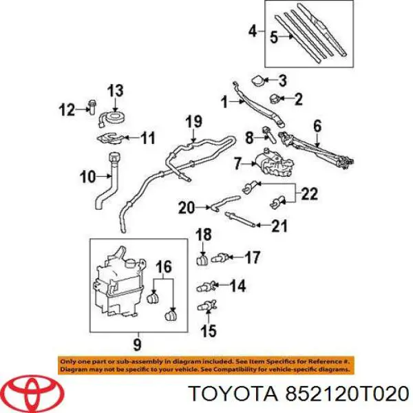 852120T020 Toyota Щетка стеклоочистителя лобового стекла, пассажирская