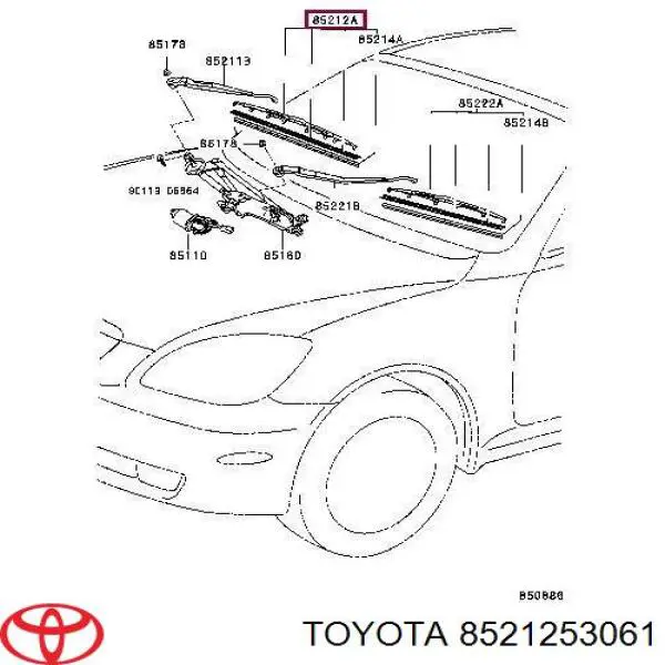 Щетка-дворник лобового стекла, пассажирская Toyota 8521253061 цена, от 12.67 USD