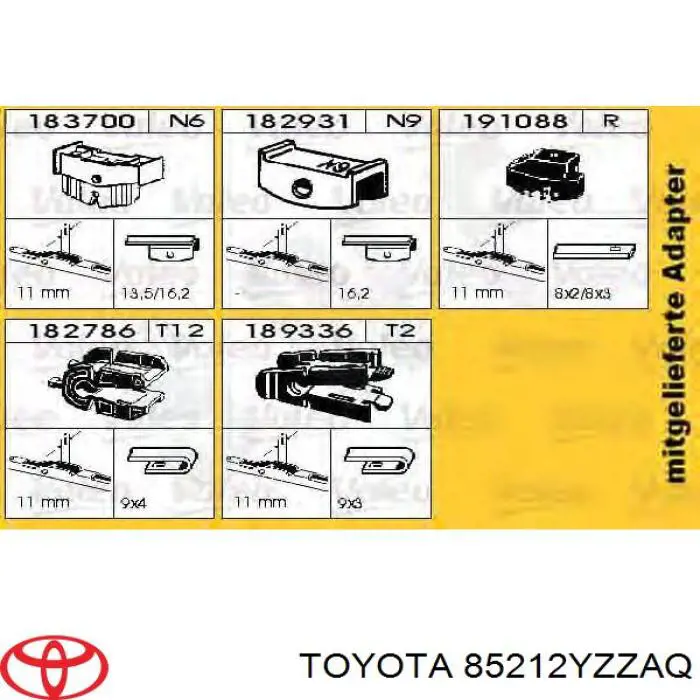 Limpiaparabrisas de luna delantera conductor 85212YZZAQ Toyota