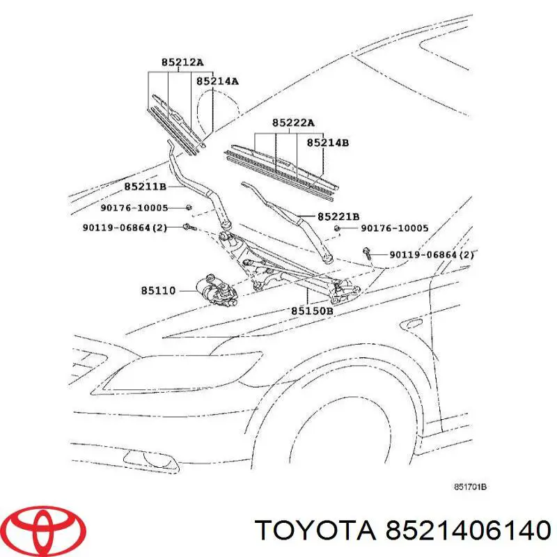 Goma del limpiaparabrisas lado conductor 8521406140 Toyota/Lexus