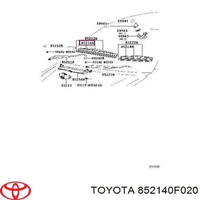 Резинка щетки стеклоочистителя водительская Toyota 852140F020 цена, от 11.37 USD