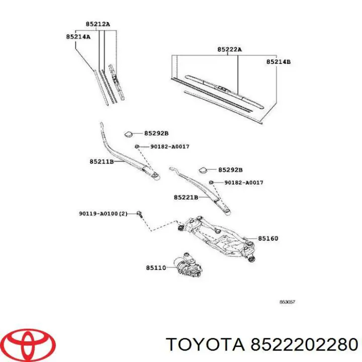 Limpa-pára-brisas do pára-brisas de condutor para Toyota Corolla 