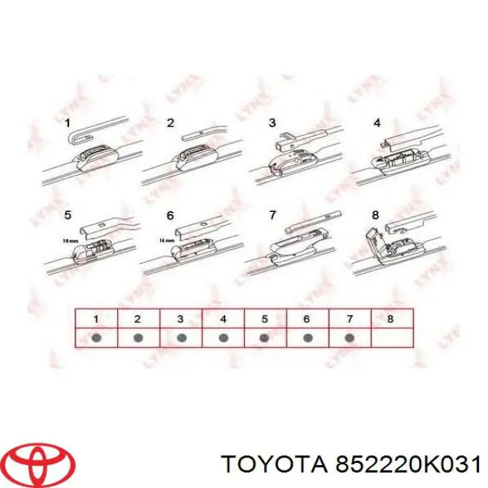 Limpiaparabrisas de luna delantera conductor 852220K031 Toyota