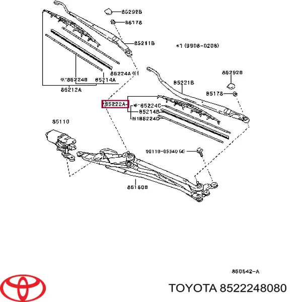 8522248080 Toyota limpa-pára-brisas do pára-brisas de condutor