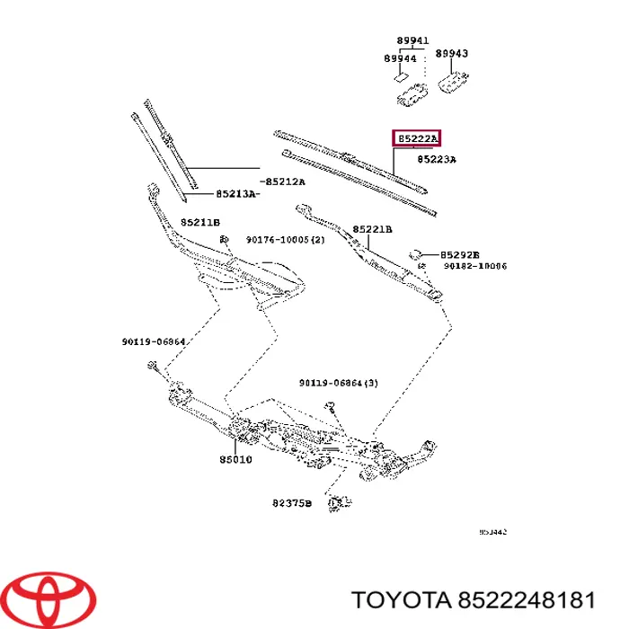 Щетка-дворник лобового стекла водительская Toyota 8522248181