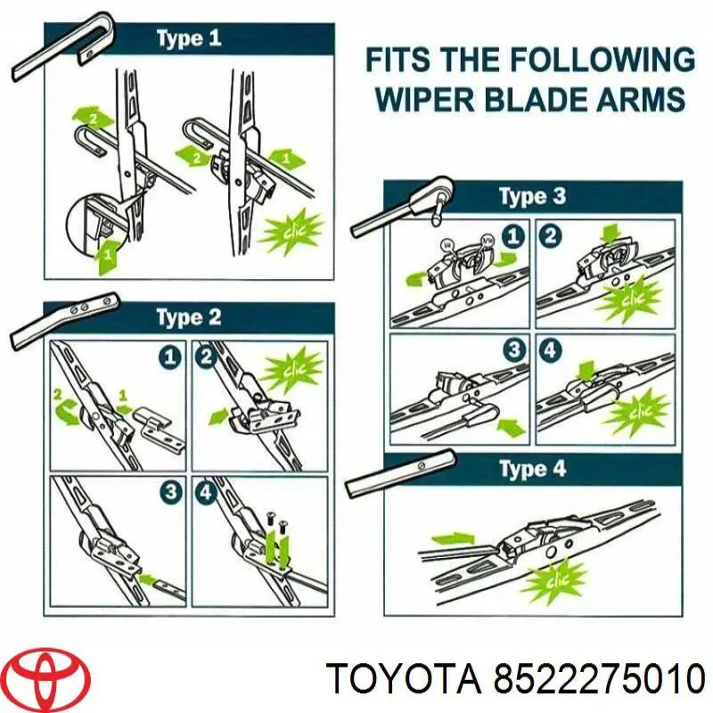 Limpiaparabrisas de luna delantera copiloto 8522275010 Toyota