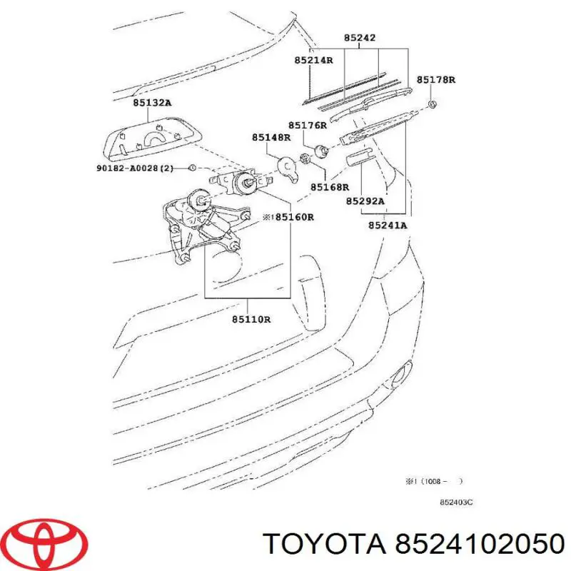 8524102050 Toyota Рычаг-поводок дворника заднего стекла