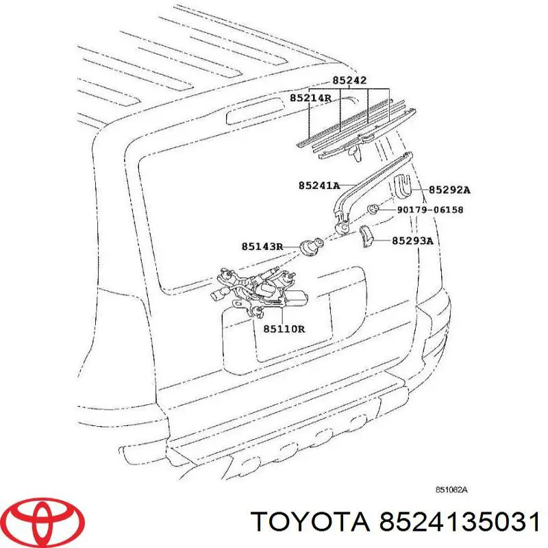8524135031 Toyota рычаг-поводок стеклоочистителя заднего стекла