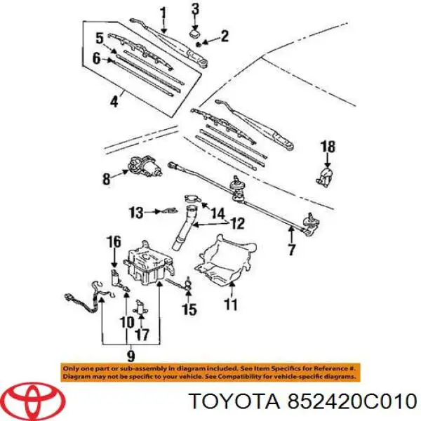 дворник заднего стекла Toyota Sequoia внедорожник (K6) (2007 - 2022) цена, от 16.81 USD