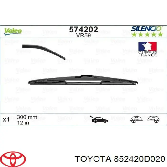 852420D020 Toyota щетка-дворник заднего стекла