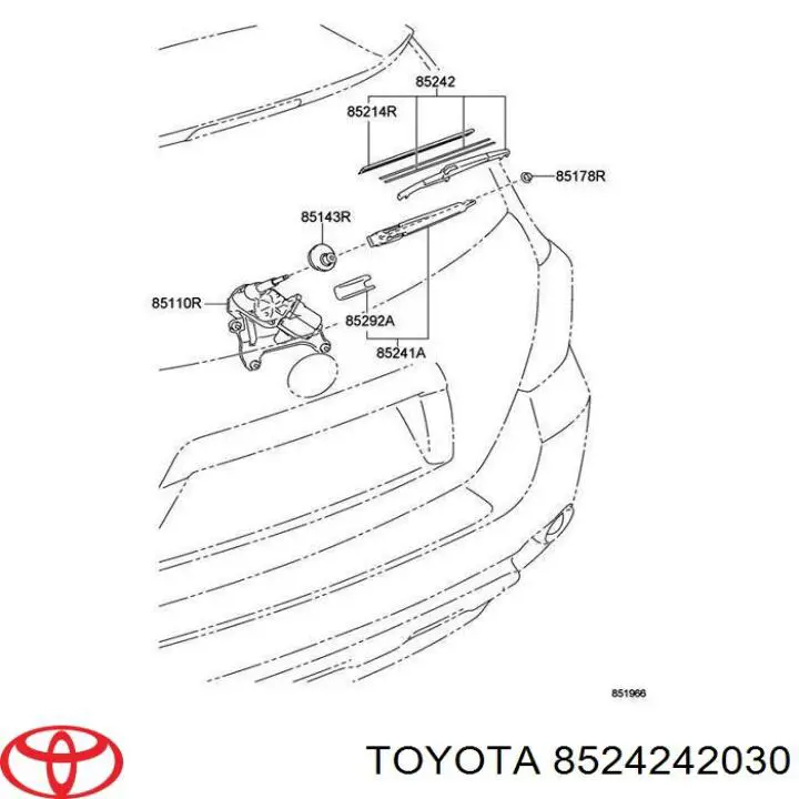 Щетка-дворник заднего стекла Toyota 8524242030
