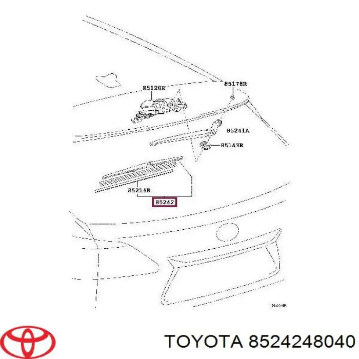8524248040 Toyota щетка-дворник заднего стекла