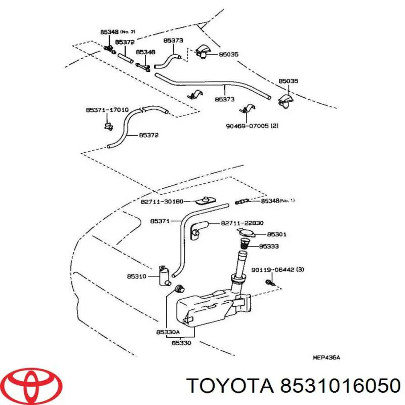 8531016050 Toyota насос-мотор омывателя стекла переднего