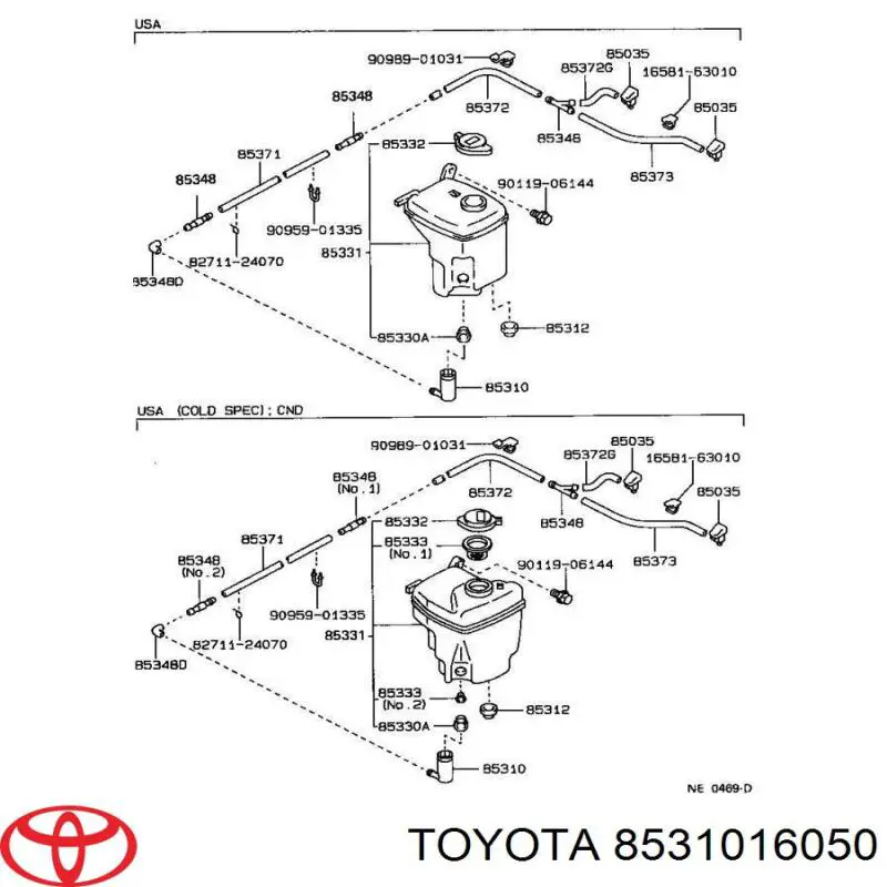 Bomba de limpiaparabrisas delantera 8531016050 Toyota