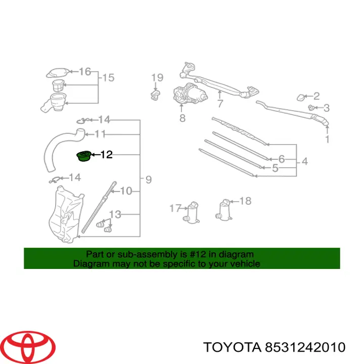 Горловина бачка омывателя Toyota 8531242010 цена, от 7.71 USD