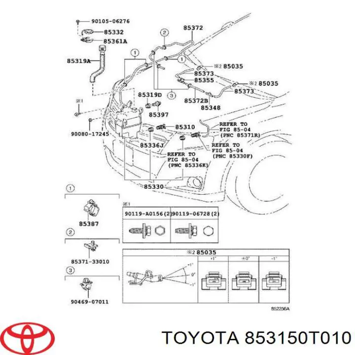 853150T010 Toyota tanque de fluido para lavador de vidro