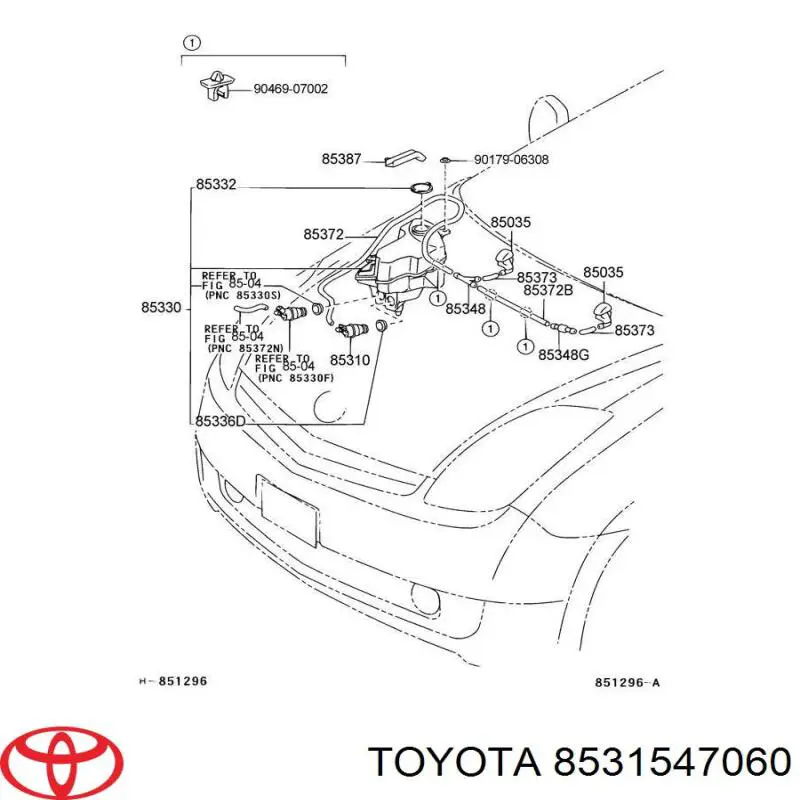 Tanque de fluido para lavador de vidro para Toyota Prius (NHW20)